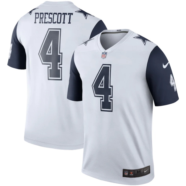 mens nike dak prescott white dallas cowboys color rush legend player jersey